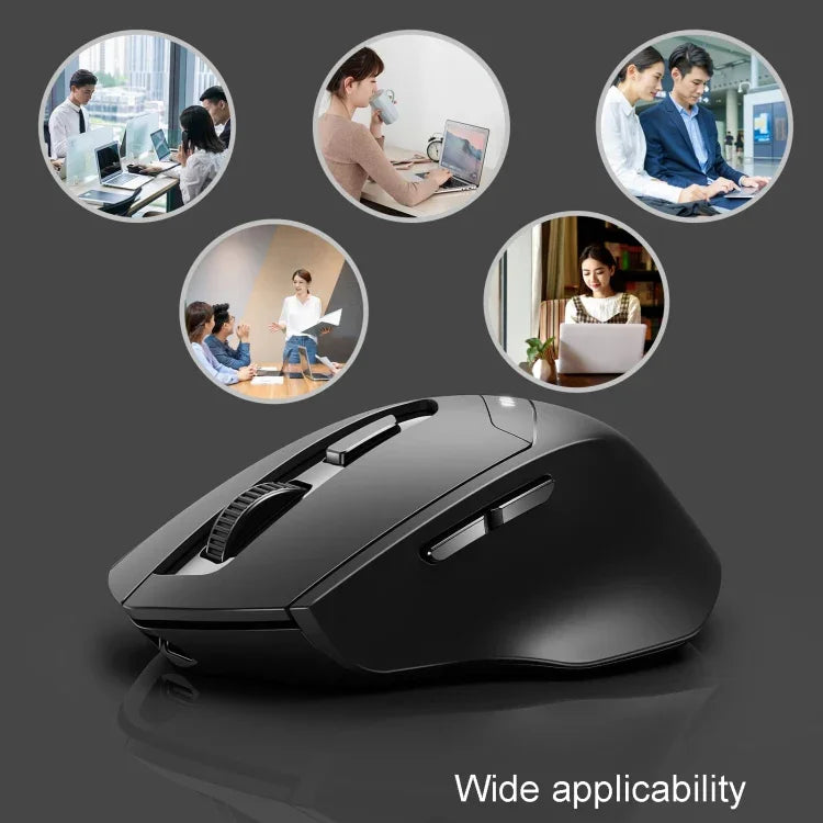 Souris sans fil Inphic DR01 Bluetooth 3 modes rechargeable, silencieuse, pour bureau, jeu, ordinateur portable, usage domestique, DR01 (Noir)