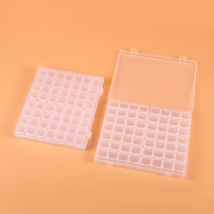 Boîte de rangement transparente en plastique de 56 compartiments pour bijoux, strass pour ongles, perles, transparent, coloré