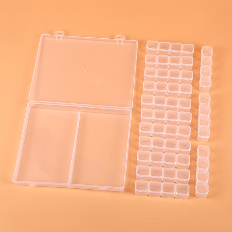 Boîte de rangement transparente en plastique de 56 compartiments pour bijoux, strass pour ongles, perles, transparent, coloré