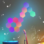RVB Symphonie Hexagone Lumières DIY Lampe Murale Ambiante Chevet Lumière Intelligente Nid d'Abeille, lot de 10, lot de 12