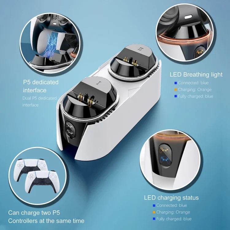 Pour les manettes PS5, contactez le chargeur de manette de jeu à double station de charge.