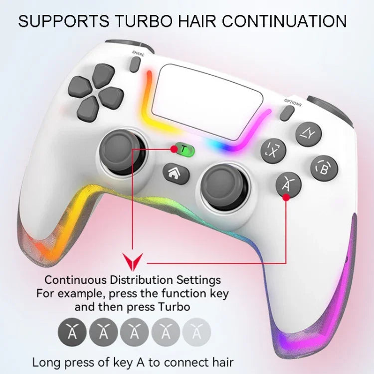 Poignée sans fil Bluetooth lumineuse Dazzle Color Light pour PS4
