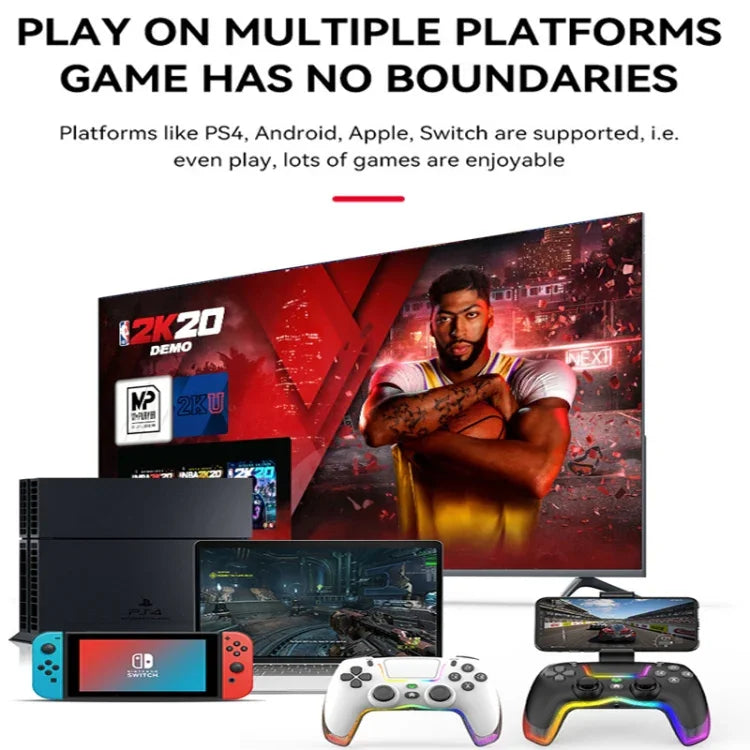 Poignée sans fil Bluetooth lumineuse Dazzle Color Light pour PS4