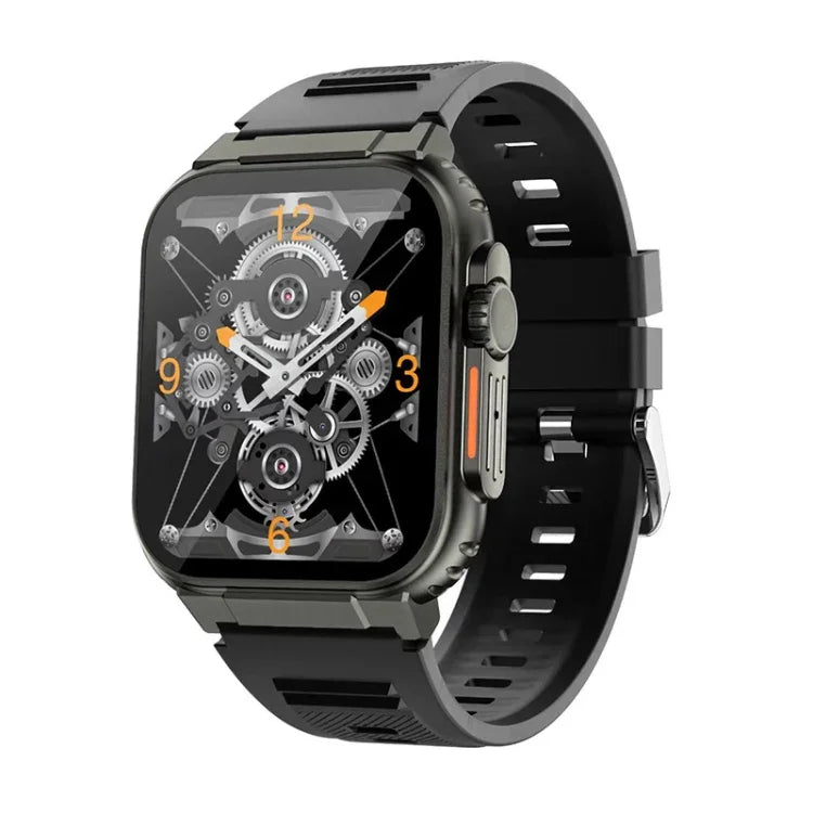 Montre connectée A70 1,96 pouces, surveillance de la santé, multifonctionnelle, étanche IP68, appels Bluetooth, Noir, Orange