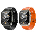 Montre connectée A70 1,96 pouces, surveillance de la santé, multifonctionnelle, étanche IP68, appels Bluetooth, Noir, Orange