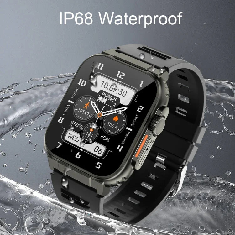 Montre connectée A70 1,96 pouces, surveillance de la santé, multifonctionnelle, étanche IP68, appels Bluetooth, Noir, Orange