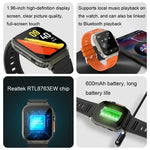 Montre connectée A70 1,96 pouces, surveillance de la santé, multifonctionnelle, étanche IP68, appels Bluetooth, Noir, Orange