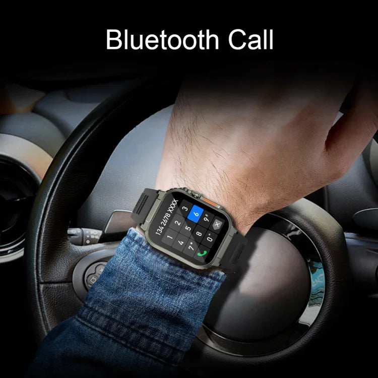 Montre connectée A70 1,96 pouces, surveillance de la santé, multifonctionnelle, étanche IP68, appels Bluetooth, Noir, Orange