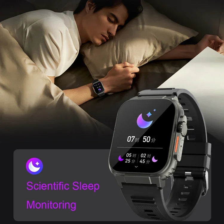 Montre connectée A70 1,96 pouces, surveillance de la santé, multifonctionnelle, étanche IP68, appels Bluetooth, Noir, Orange