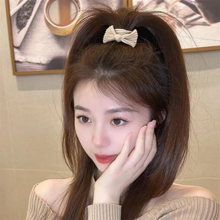 5 pièces/paquet Accessoires pour cheveux avec nœud pour femme Bandeau élastique Sans traces Bande en caoutchouc