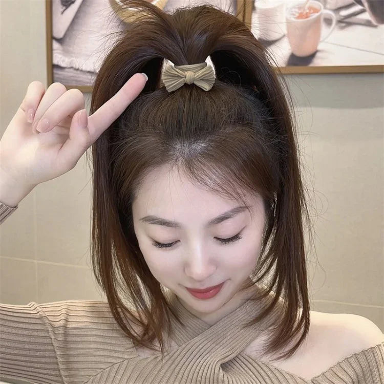 5 pièces/paquet Accessoires pour cheveux avec nœud pour femme Bandeau élastique Sans traces Bande en caoutchouc