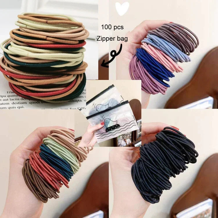 100 pièces/paquet Accessoires à cheveux élastiques Anneau en nylon Corde à cheveux Élastique Bandeau