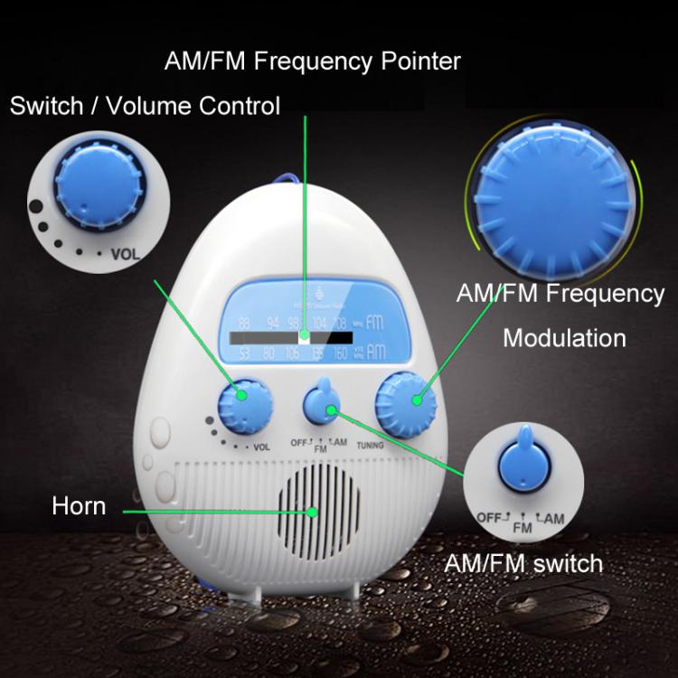 Radio FM portable étanche avec corde de suspension pour salle de bain, SY-900