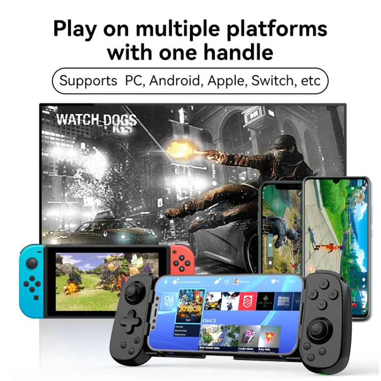 Manette de jeu rétractable Bluetooth D6 à double capteur Hall et six axes somatosensoriel pour Android/iPhone/Switch, D6 Noir, D6 Blanc Noir, D6 Blanc Rouge