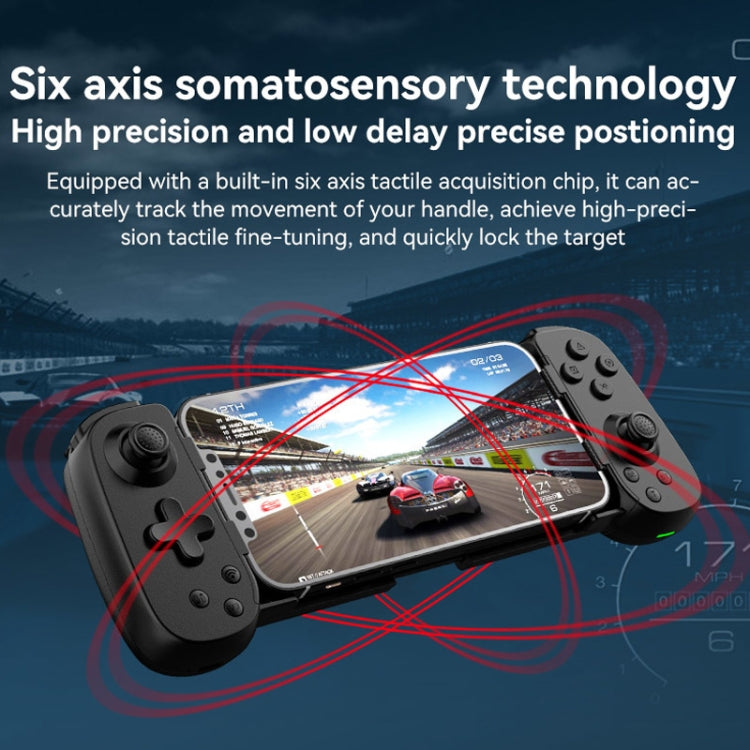 Manette de jeu rétractable Bluetooth D6 à double capteur Hall et six axes somatosensoriel pour Android/iPhone/Switch, D6 Noir, D6 Blanc Noir, D6 Blanc Rouge