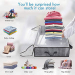 Sac de Rangement Pliable en Tissu Non Tissé pour Vêtements et Couvertures Sous le Lit 100x50x18cm, 100x50x18cm (Gris Imprimé)