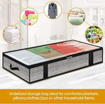 Sac de Rangement Pliable en Tissu Non Tissé pour Vêtements et Couvertures Sous le Lit 100x50x18cm, 100x50x18cm (Gris Imprimé)