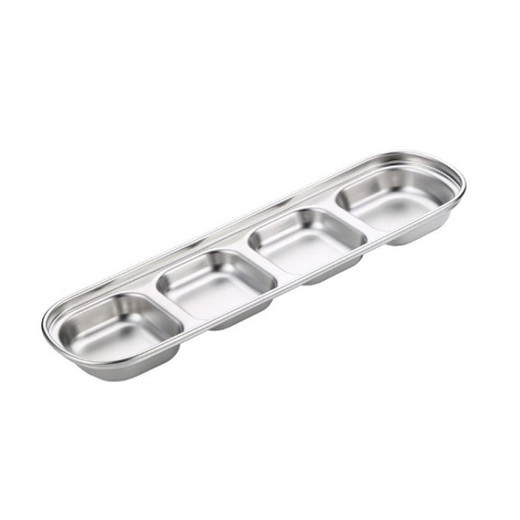 Stainless Steel Square Sauce Dish Hotpot Seasoning Disc Barbecue Tableware, 1 Grid (Silver), 2 Grid (Silver), 3 Grid (Silver), 4 Grid (Silver), 1 Grid (Gold), 2 Grid (Gold), 3 Grid (Gold), 4 Grid (Gold)