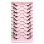 10 paires/boîte de demi-faux cils avec tiges transparentes, extensions de cils naturels, Y1001, Y1002, Y1003, Y1004, Y1005, Y1006, Y1007, Y1008, Y1009, Y1011
