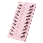 10 paires/boîte de demi-faux cils avec tiges transparentes, extensions de cils naturels, Y1001, Y1002, Y1003, Y1004, Y1005, Y1006, Y1007, Y1008, Y1009, Y1011