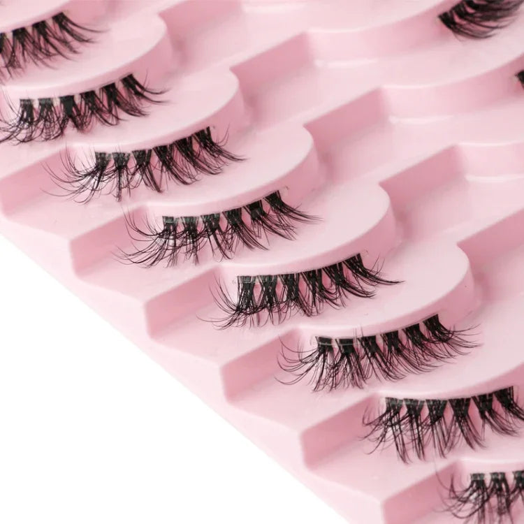 10 paires/boîte de demi-faux cils avec tiges transparentes, extensions de cils naturels, Y1001, Y1002, Y1003, Y1004, Y1005, Y1006, Y1007, Y1008, Y1009, Y1011