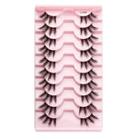 10 paires/boîte de demi-faux cils avec tiges transparentes, extensions de cils naturels, Y1001, Y1002, Y1003, Y1004, Y1005, Y1006, Y1007, Y1008, Y1009, Y1011