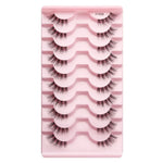 10 paires/boîte de demi-faux cils avec tiges transparentes, extensions de cils naturels, Y1001, Y1002, Y1003, Y1004, Y1005, Y1006, Y1007, Y1008, Y1009, Y1011