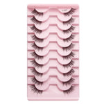 10 paires/boîte de demi-faux cils avec tiges transparentes, extensions de cils naturels, Y1001, Y1002, Y1003, Y1004, Y1005, Y1006, Y1007, Y1008, Y1009, Y1011
