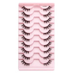 10 paires/boîte de demi-faux cils avec tiges transparentes, extensions de cils naturels, Y1001, Y1002, Y1003, Y1004, Y1005, Y1006, Y1007, Y1008, Y1009, Y1011