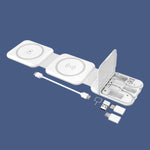 Chargeur sans fil magnétique pliable 10-en-1 avec boîte de rangement pour adaptateur de câble de données, BM3093 (Blanc), BM3093