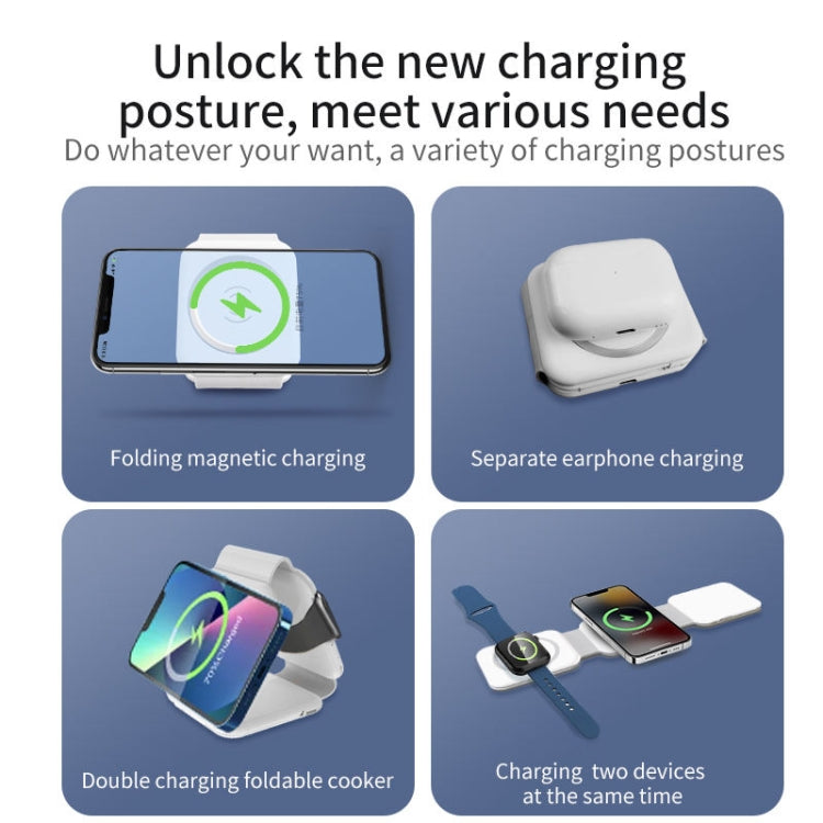 Chargeur sans fil magnétique pliable 10-en-1 avec boîte de rangement pour adaptateur de câble de données, BM3093 (Blanc), BM3093