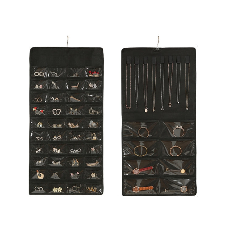 Sac de rangement de bijoux à suspendre 48 compartiments en non-tissé, organisateur de bijoux double face, 48 compartiments