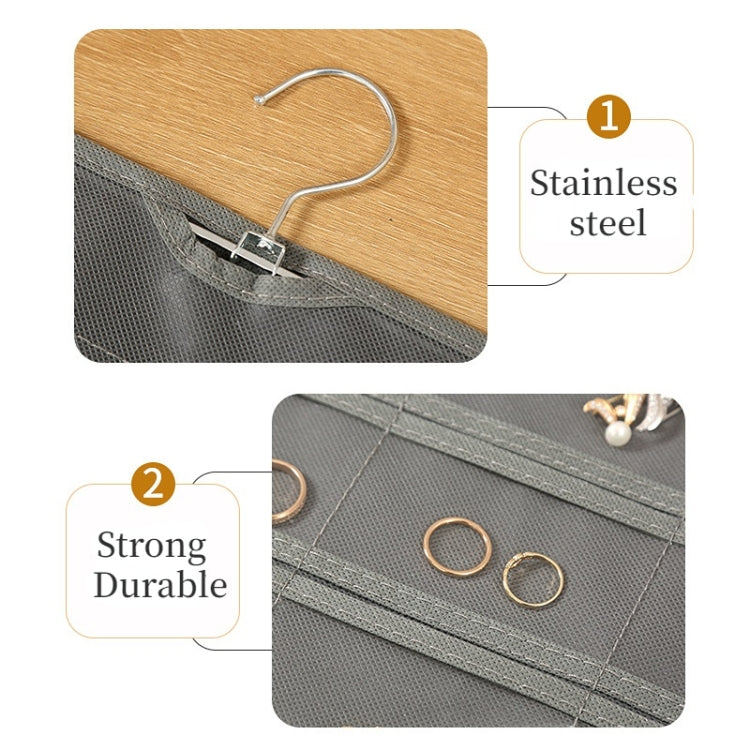 Sac de rangement de bijoux à suspendre 48 compartiments en non-tissé, organisateur de bijoux double face, 48 compartiments