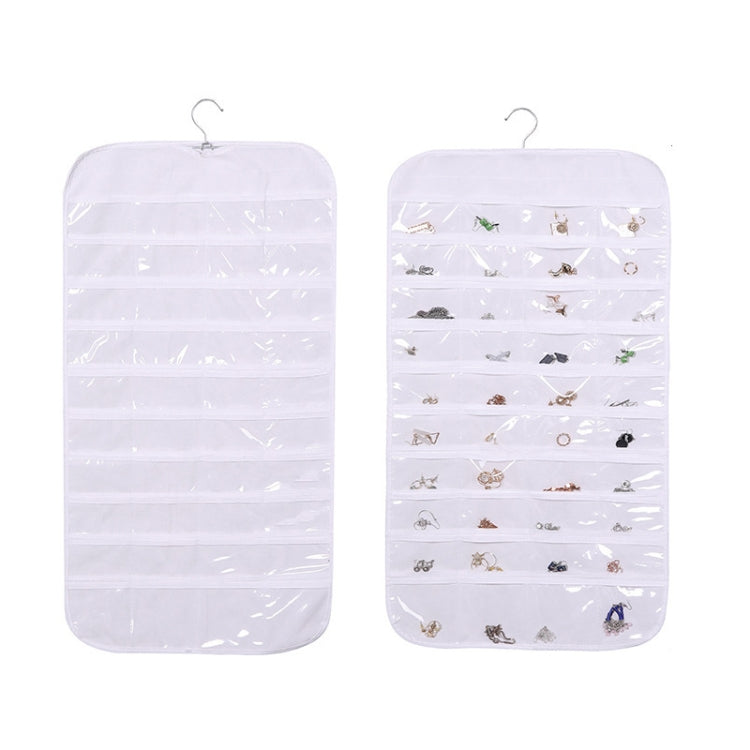 Sac de rangement à suspendre pour bijoux 80 grilles, sac organisateur double face non tissé pour bijoux, 80 grilles