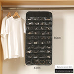 Sac de rangement à suspendre pour bijoux 80 grilles, sac organisateur double face non tissé pour bijoux, 80 grilles