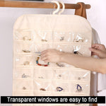 Sac de rangement à suspendre pour bijoux 80 grilles, sac organisateur double face non tissé pour bijoux, 80 grilles
