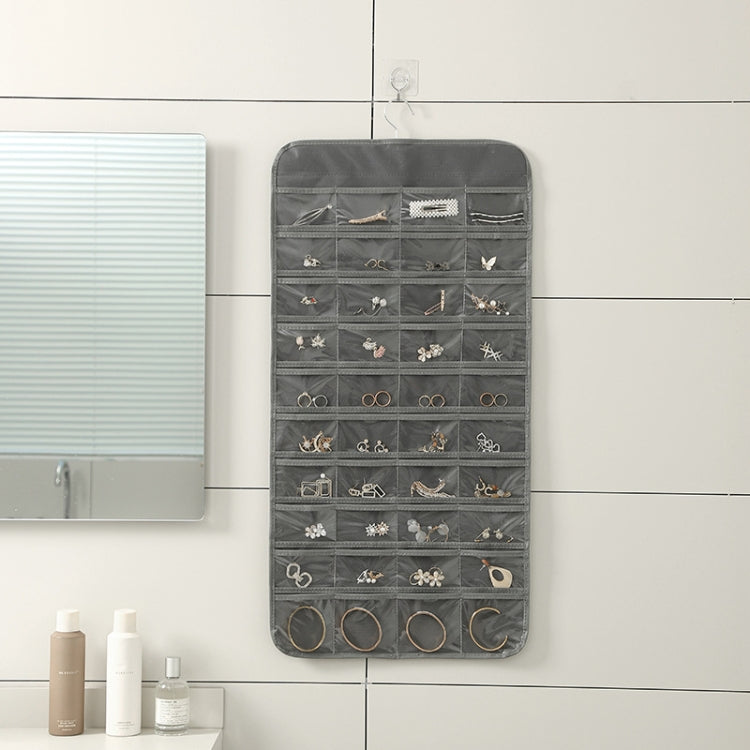 Sac de rangement à suspendre pour bijoux 80 grilles, sac organisateur double face non tissé pour bijoux, 80 grilles