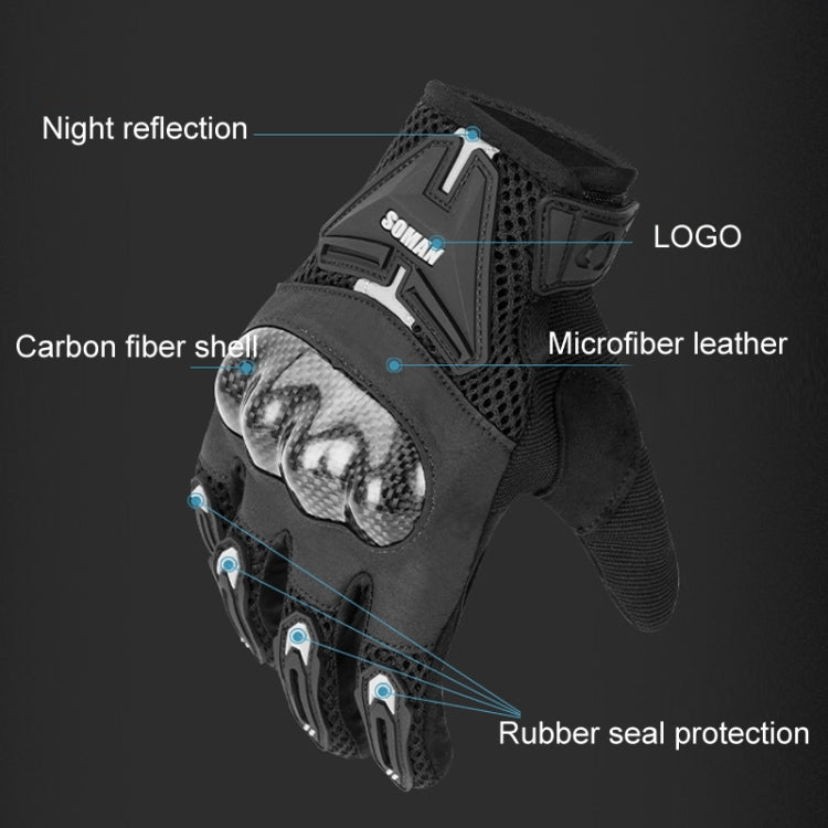 Gants de moto SOMAN anti-chute, respirants, antidérapants en fibre de carbone, M, L, XL, XXL