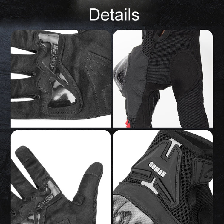 Gants de moto SOMAN anti-chute, respirants, antidérapants en fibre de carbone, M, L, XL, XXL