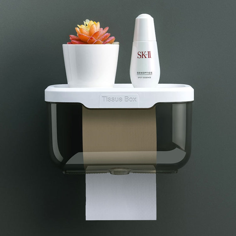 Boîte à mouchoirs transparente étanche sans perçage pour salle de bain, étagère de rangement murale pour toilettes, Grande (Noire), Grande (Rose), Petite (Noire), Petite (Rose)