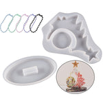 Moule en silicone en résine époxy en cristal pour sapin de Noël, sans chaîne de perles, avec 10 chaînes de perles dorées, avec 10 chaînes de perles argentées, avec 10 chaînes de perles colorées