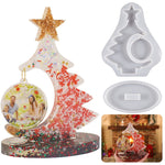 Moule en silicone en résine époxy en cristal pour sapin de Noël, sans chaîne de perles, avec 10 chaînes de perles dorées, avec 10 chaînes de perles argentées, avec 10 chaînes de perles colorées