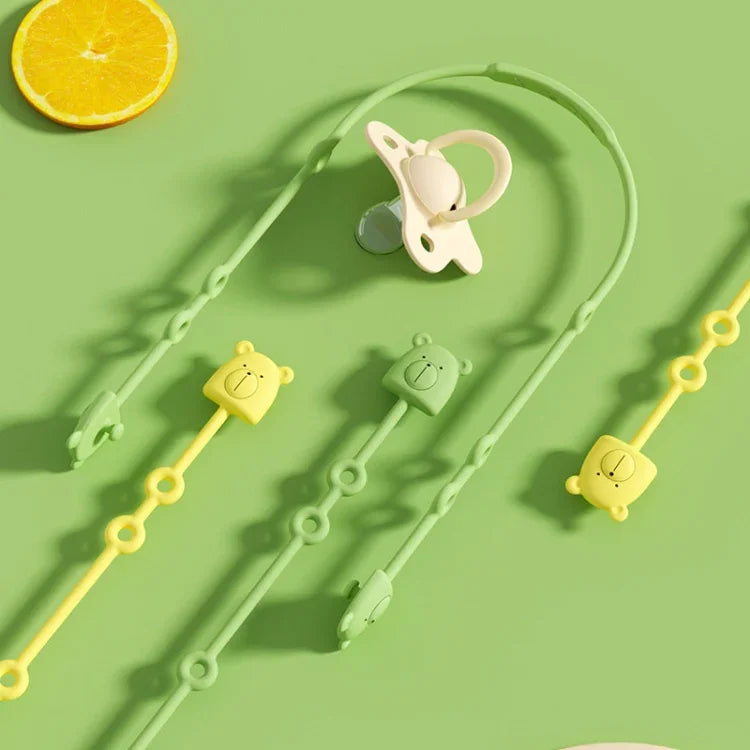Chaîne de sucette en silicone ours, jouet de dentition pour tout-petits, corde anti-chute, attache-sucette