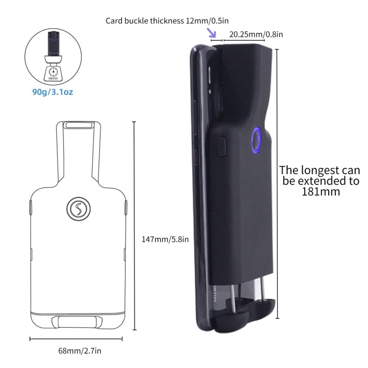 Scanner de codes-barres Bluetooth 2D HC101D sans fil avec clip arrière, lecteur de codes-barres pour téléphone, 2D milieu, 2D côté