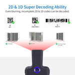 Scanner de codes-barres Bluetooth 2D HC101D sans fil avec clip arrière, lecteur de codes-barres pour téléphone, 2D milieu, 2D côté