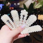 Lot de 5 pinces à cheveux en perles, grandes pinces à cheveux, barrettes, accessoires pour cheveux pour femmes et filles