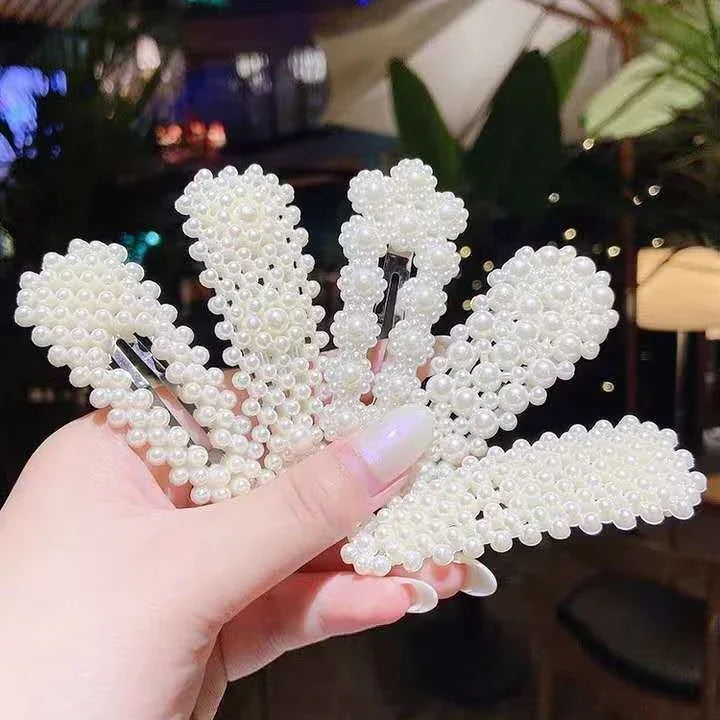 Lot de 5 pinces à cheveux en perles, grandes pinces à cheveux, barrettes, accessoires pour cheveux pour femmes et filles