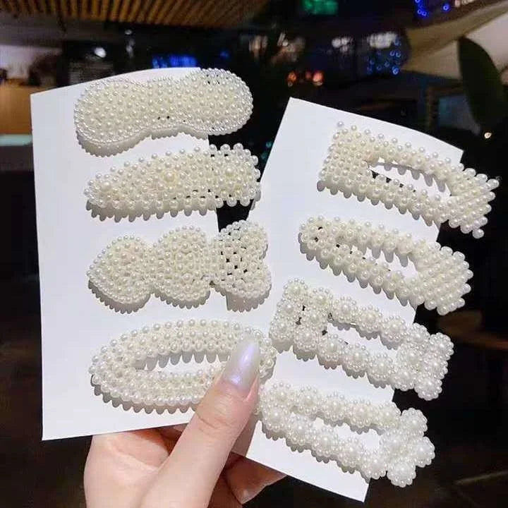 Lot de 5 pinces à cheveux en perles, grandes pinces à cheveux, barrettes, accessoires pour cheveux pour femmes et filles