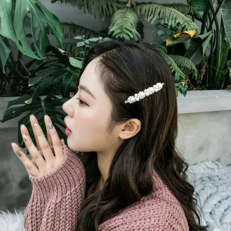 Lot de 5 pinces à cheveux en perles, grandes pinces à cheveux, barrettes, accessoires pour cheveux pour femmes et filles
