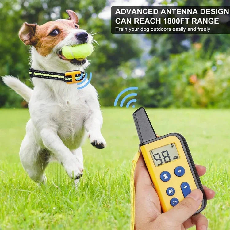 Collier anti-aboiements avec télécommande 800 m, à vibrations et à stimulation électrique.